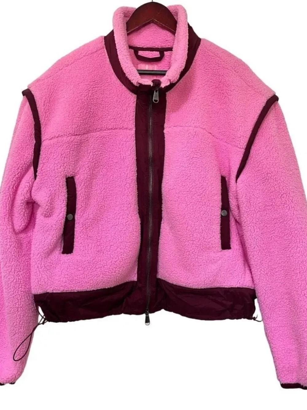 Free People Movement Courtside Fleece Jacket Size L Pink Cropped Barbiecore